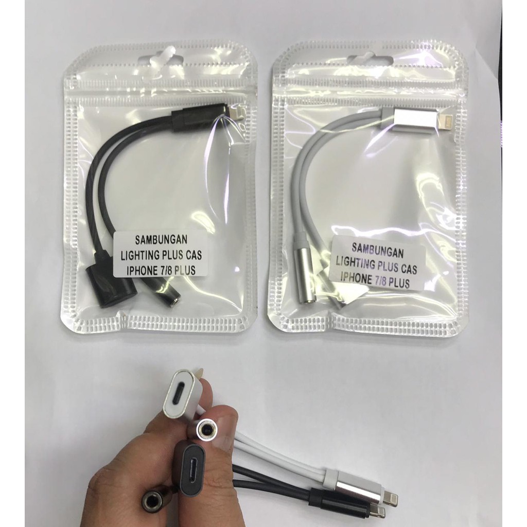 Splitter 2 in 1 Iphone Lightning Male to Female dan Jack Audio 3.5mm