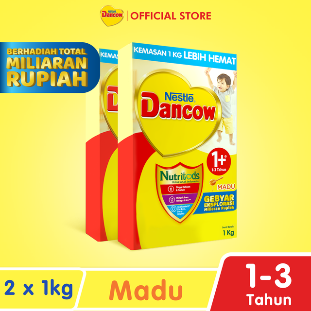Nestle Dancow 1+ Nutritods Susu Pertumbuhan Madu 1-3 Tahun 2 x 1 kg