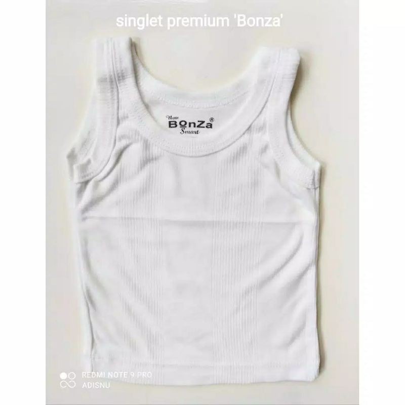 Bonza Singlet / Kaos Dalam Bayi / Anak / Remaja Putih Bahan Cotton Isi 3pcs/pack(Tersedia varian ukuran)