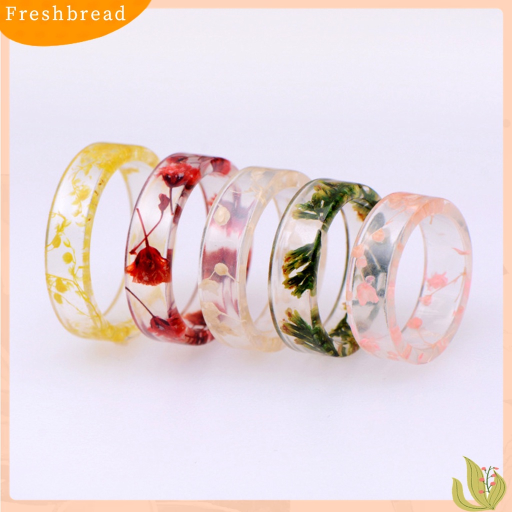 [TERLARIS]Women Retro Handmade Transparent Resin Dried Flower Ring for Anniversary Dating