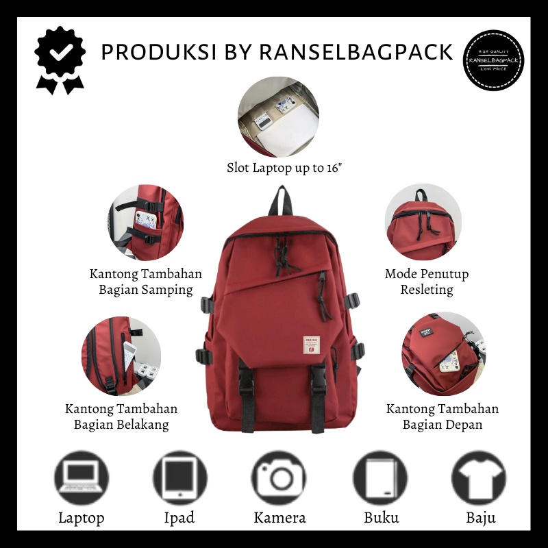 Tas Ransel Pria - Sekolah Kuliah Kerja Travel Remaja Terbaru Murah Bagus Multifungsi Stylish Backpack Punggung Bahu Korea Model Fashion Import Lokal Original Simple Elegan Casual Unisex Cowok