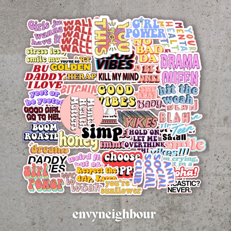 

Sticker Aesthetic Random Quotes (Isi 48 pcs)