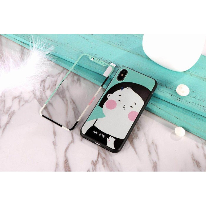 Softcase case + tempered glass korean wiriyeds happy vivo v11 pro