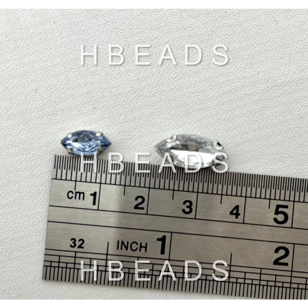CBG707 | 1 gross Mata 7x15mm cangkang acrylic diamond jahit