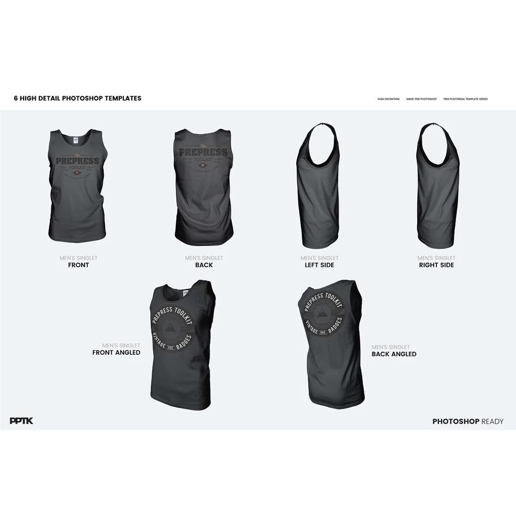 Mens Ghosted Singlet Templates - Adobe Photoshop