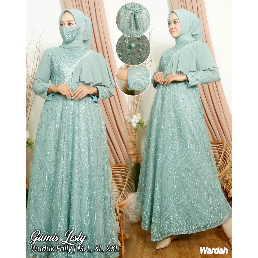 GAMIS LESTY/GAMIS TULLE LESTY/GAMIS MODERN/GAMIS PESTA MEWAH/DRESS PESTA/KEBAYA PESTA MEWAH/KEBAYA BRUKAT/GAMIS TERBARU/BY LEFI