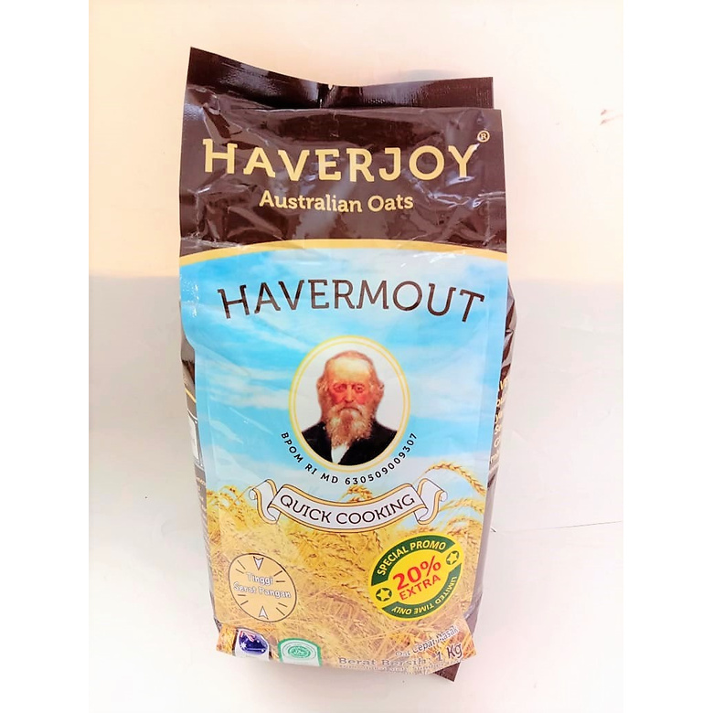 

HAVERJOY AUSTRALIAN OATS HAVERMOUT QUICK COOKING 1 KG / OAT ALAMI KAYA DENGAN SERAT LARUT PANGAN