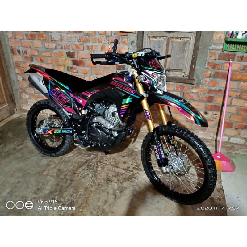 DECAL STIKER CRF FULL HOLOGRAM PELANGI
