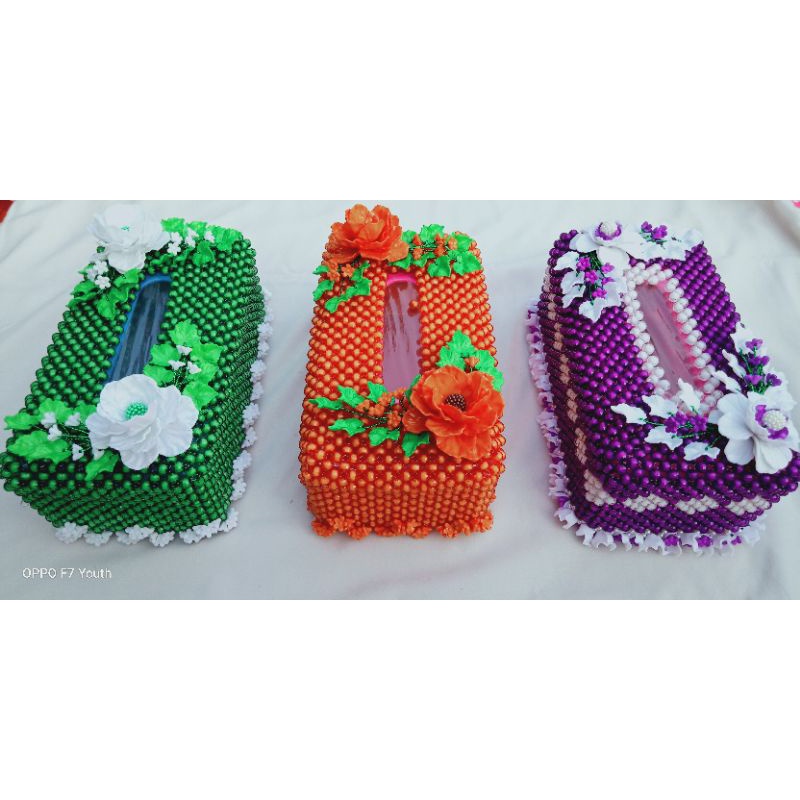 Kotak tissue mote akrilik, hiasan tissu mutiara, kotak tissu cantik