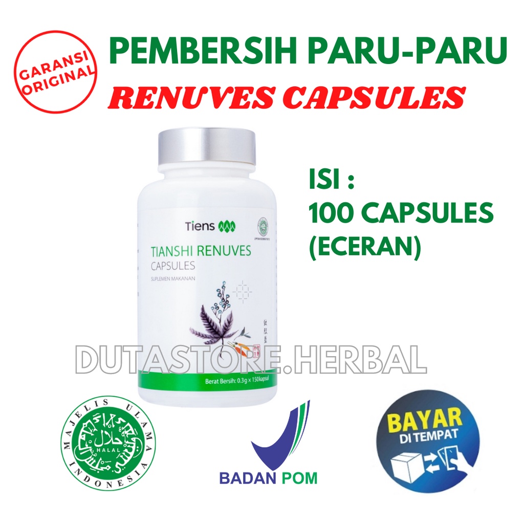 Tiens Renuves Capsule/Pembersih Paru-paru (Kemasan Eceren 100 Kapsul)