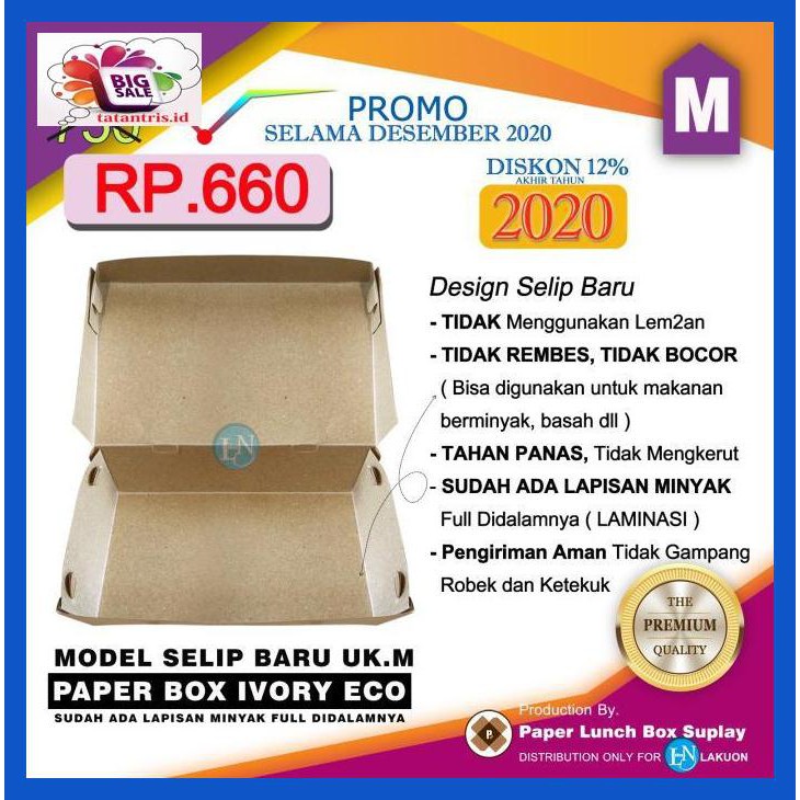 

H8Hjdt- Kertas Paper Craft Take Away Lunch Box Coklat Polos 275 Ukuran M - L, Cokelat Drtdz-