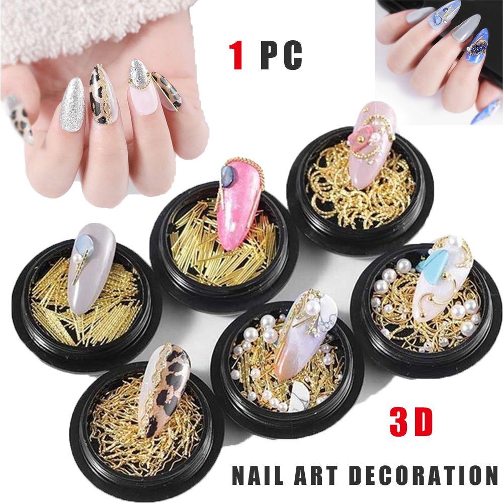 R-flower Alloy Dekorasi Gold Metal Tips Rivet Bentuk Campur Glitter Sequin