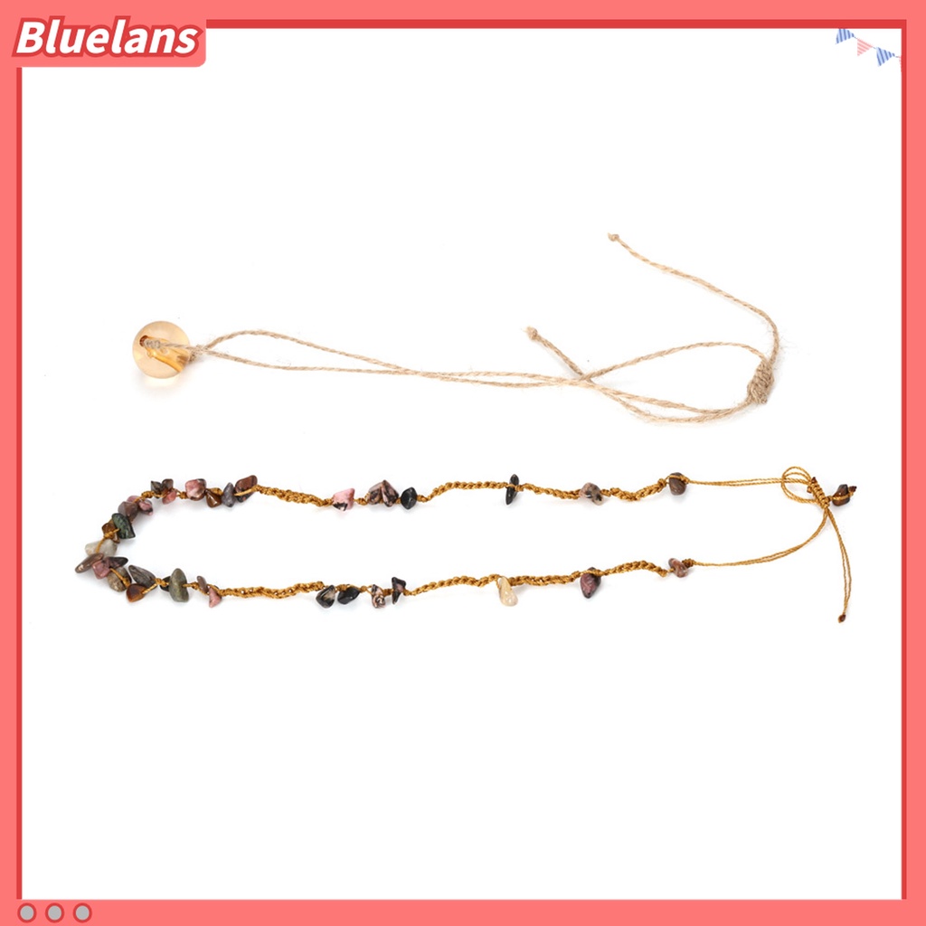 Kalung Liontin Batu Rajutan Tangan Lapisan Ganda Untuk Hadiah Perhiasan Wanita