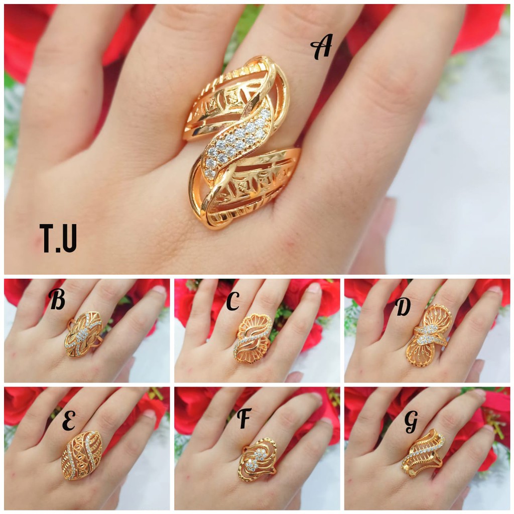 Cincin TITANIUM Dewasa Dubai pertama zircon kualitas terbaik perhiasan wanita Gold variasi motif