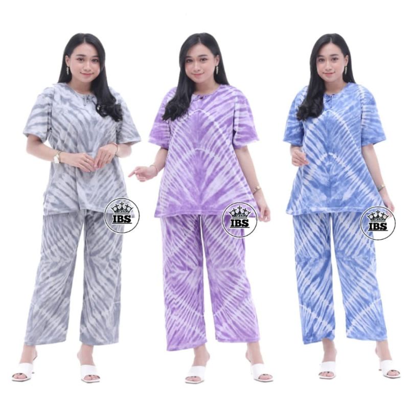 Setelan Piyama Wanita Dewasa Motif Tiedye Bali / Piyama Kekinian Terbaru/ Piyama Kaos Cotton / One Set Wanita