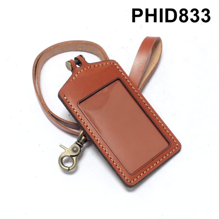 

gantungan dompet ID card kulit tan - tali id card holder - PHID833