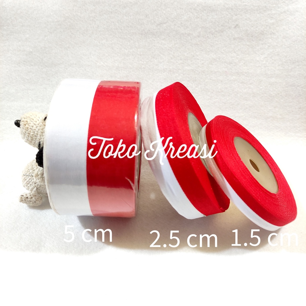 (Roll) Pita Kain Merah Putih Uk 1,5cm / 2,5cm / 5cm