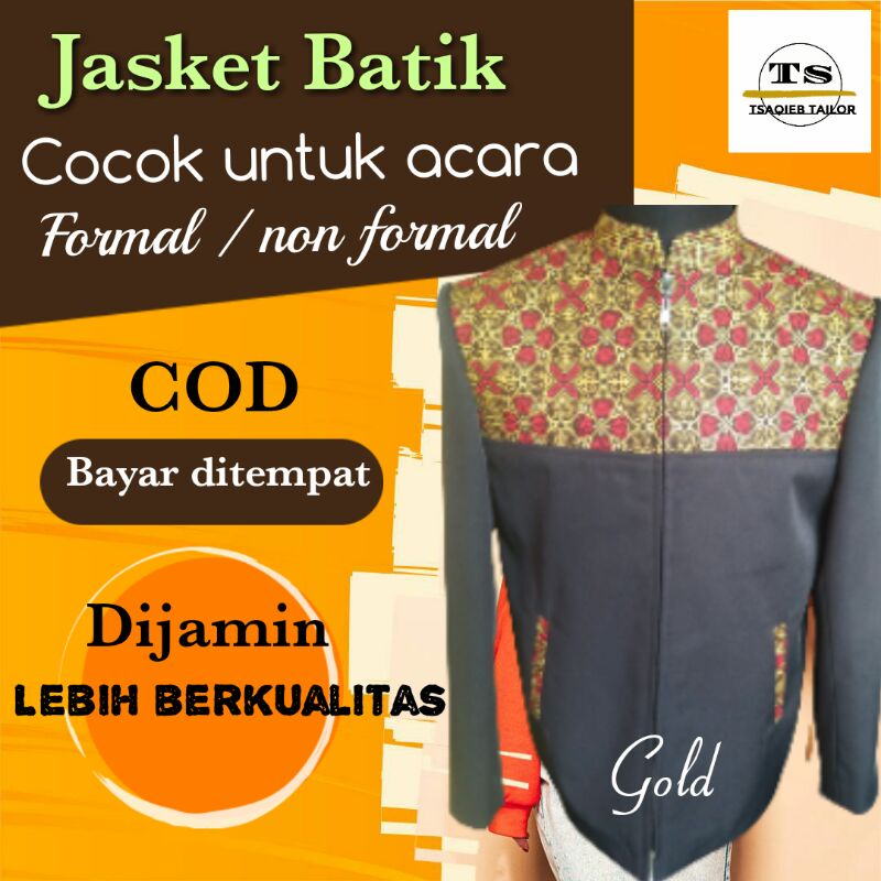 Jasket Formal Pria Cowok Kombinasi Batik Jasket Santri Kerah Koko