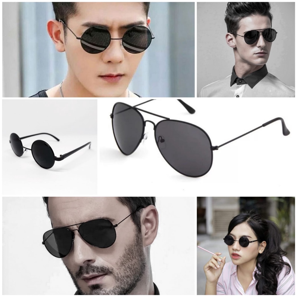 NunuLisaTan - Kacamata Bulat Pria/Wanita-Fashion-Retro Vintage Metal-Sunglasses-Import-Korea