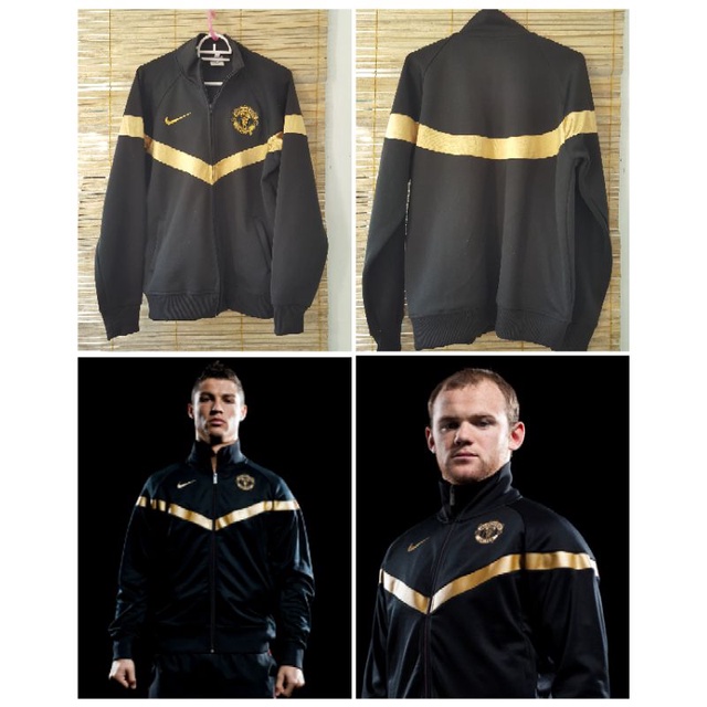 Jaket Nike Eugene MU Black Gold / Final UCL 2008-2009 / Nike Manchester United Black Gold Tracktop J