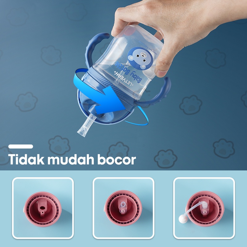 Letyeah &amp; Kaizenliving Set Piring Makan Anak Karakter Botol Minum Anak Sedotan Training Cup Bayi BPA Free Peralatan Makan Balita