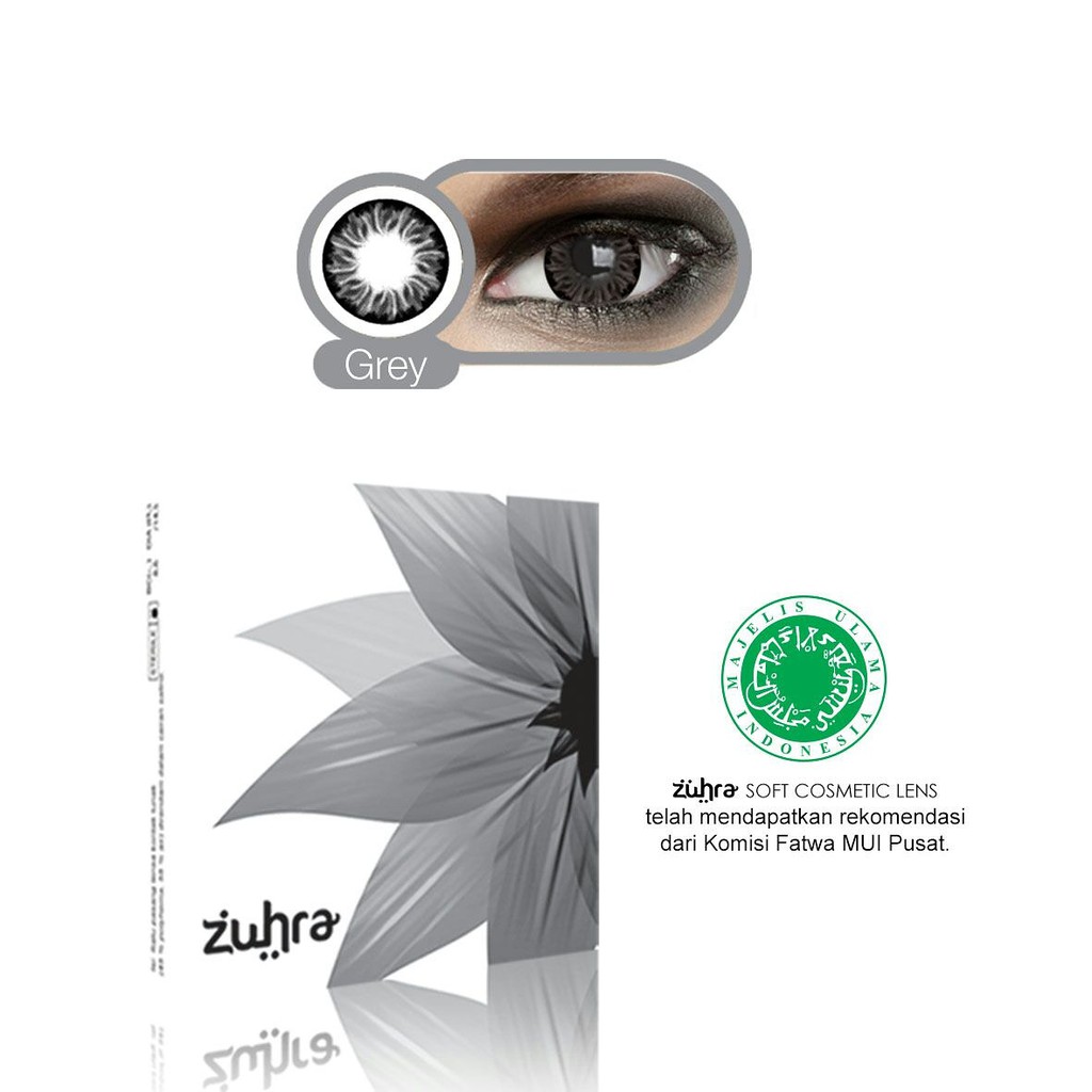 Softlens Zuhra Grey | Soft Cosmetic Lens Abu-abu Aman rekomendasi MUI