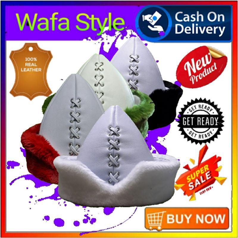 TOPI KULIT peci kulit domba turki PUTIH