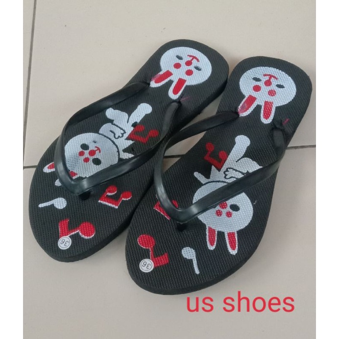 Sandal jepit wanita dewasa sablon kelinci