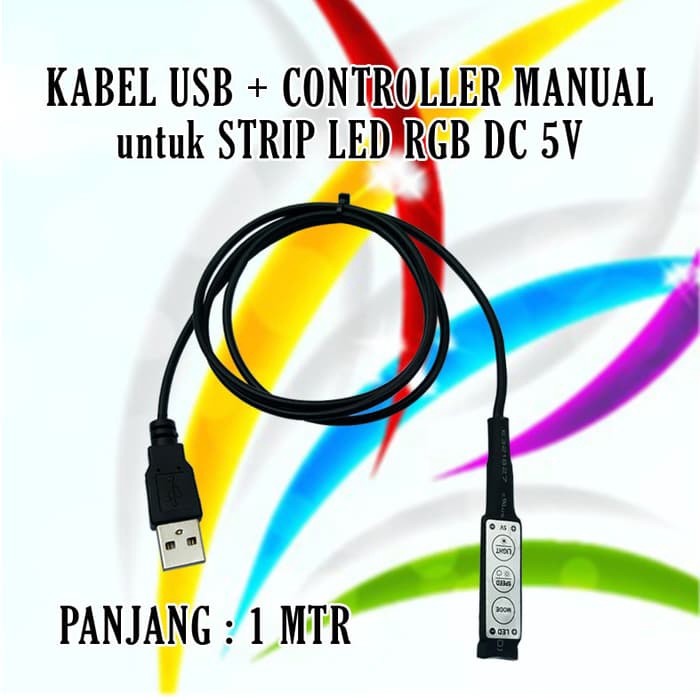 [DSP-9103] CONTROLLER LED STRIP RGB MANUAL KABEL USB MALE DC 5V 5VOLT 1 METER