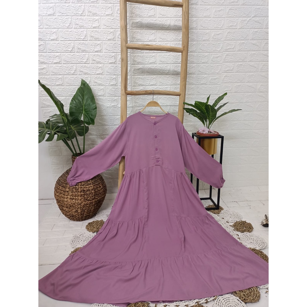 Gamis Ruffle Kika - Gamis Terbaru Kika - Gamis Polos Kancing Depan - Gamis Kekinian Terbaru - Gamis Long Dres Ruffle - Gamis Polos Ruffle Kika Rayon Halus - Gamis Busui Rayon Adem