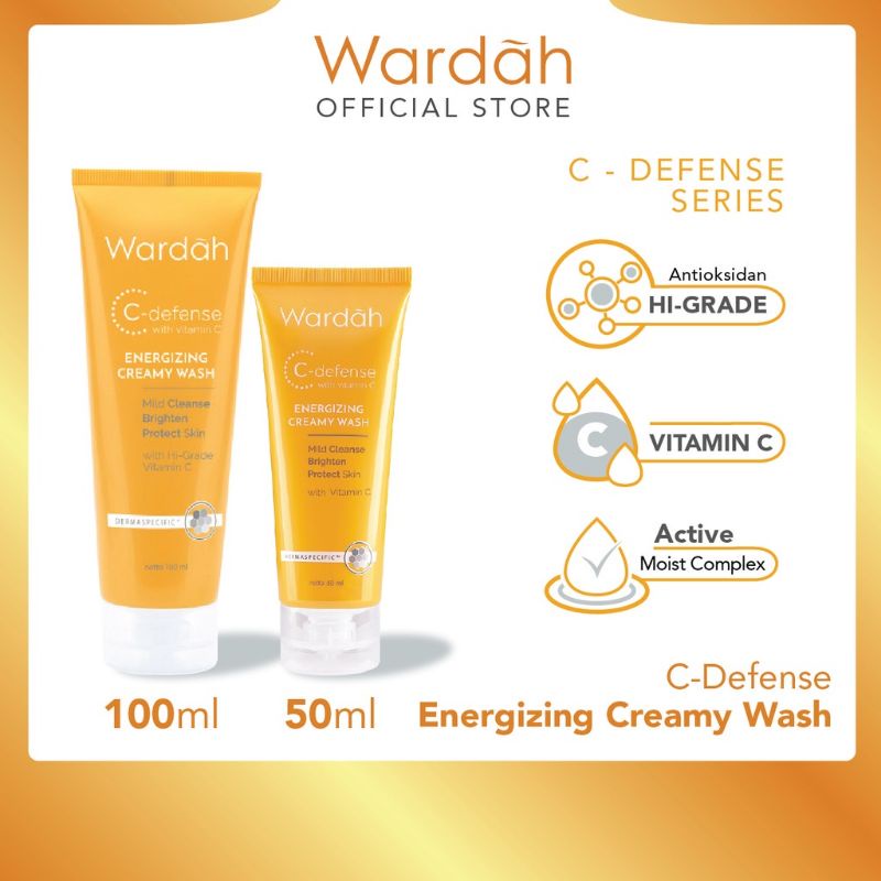 Wardah C-Defense Energizing Creamy Wash/Sabun Pembesih Wajah