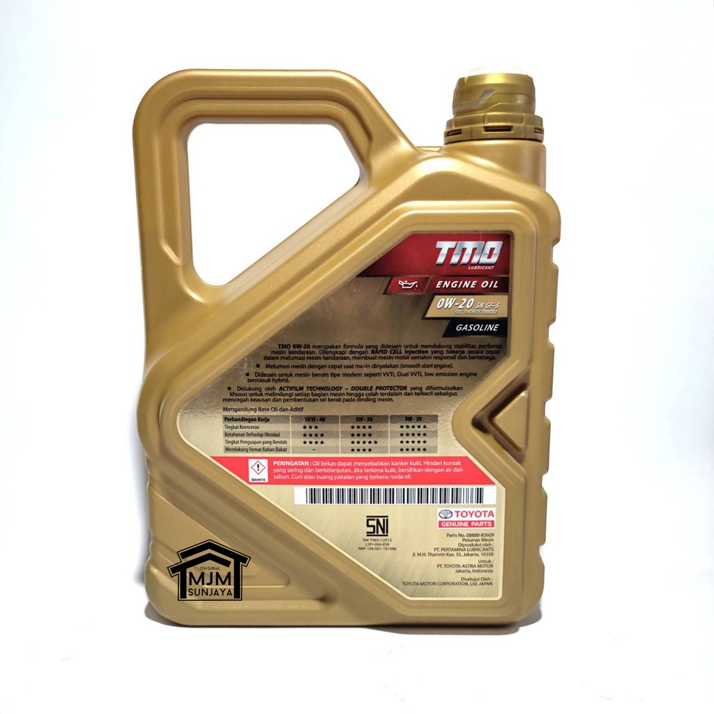 Oli Mesin Mobil Toyota Bensin TMO Gold 0W-20 0W20 4 Liter Galon Full Synthetic Gasoline SN GF-5