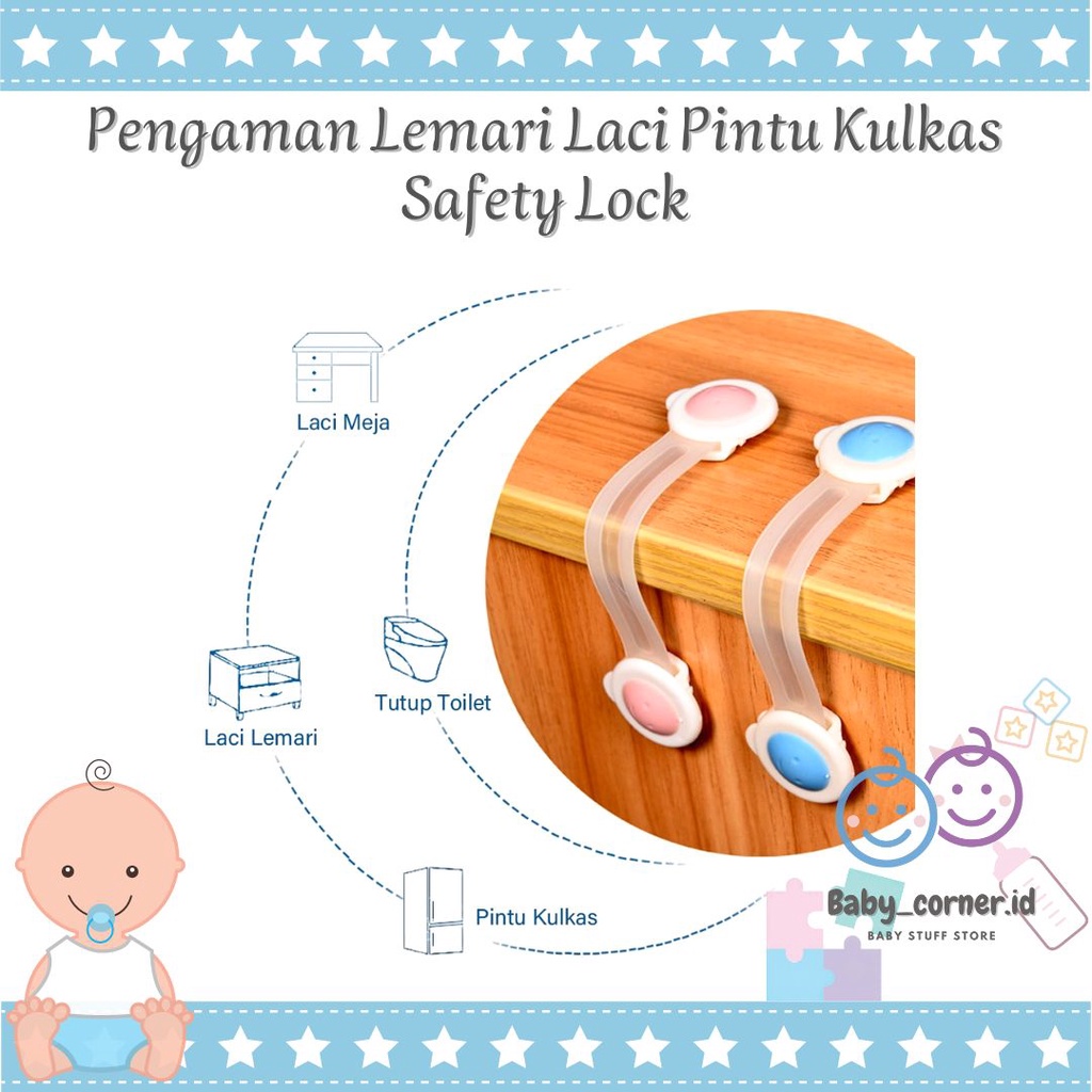 Pengaman Pengait  Laci Selorokan Lemari Kulkas | Safety Lock Baby Bayi| Pengaman pintu laci