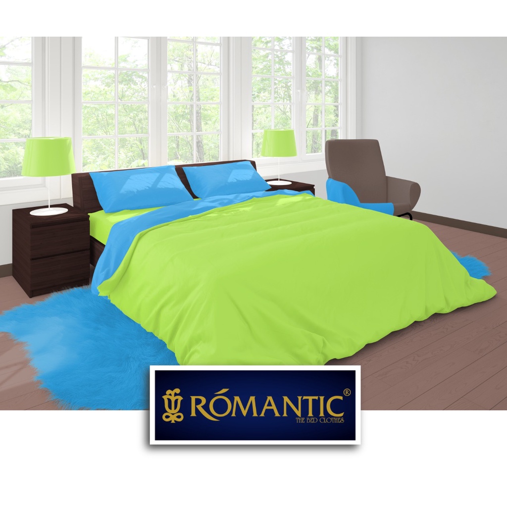 Two Tone Bedcover ROMANTIC Green x Blue aesthetic Bandung