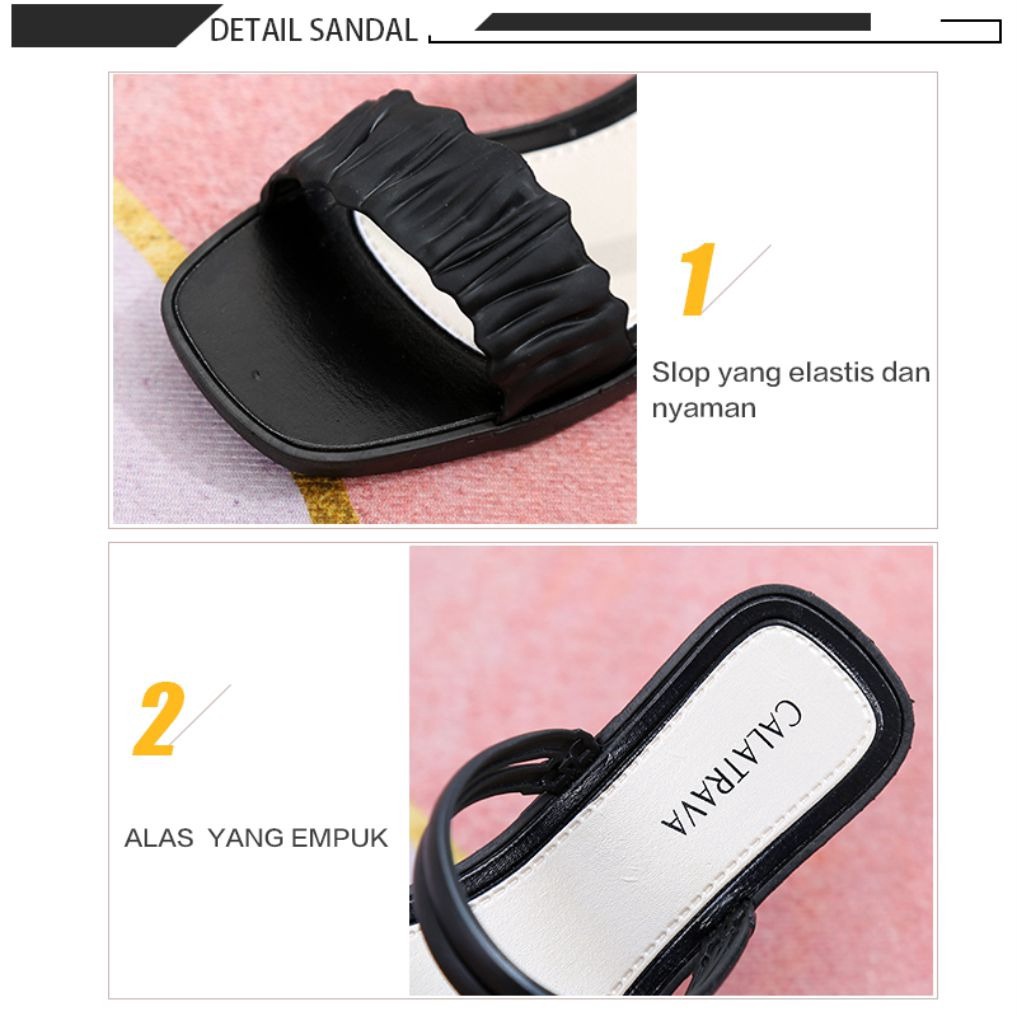 Sendal Wedges Wanita | Sandal Slop Jelly Karet Calatrava | Sendal Wanita 2 IN 1 Jelly Import l 713-CL5