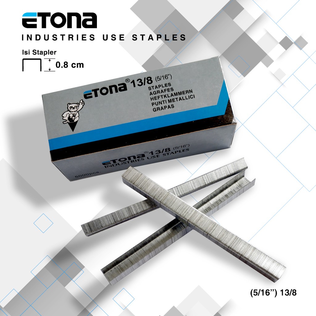 Staples Etona 13/8 mm Isi staples untuk Isi Stapler Tembak/Gun Tacker