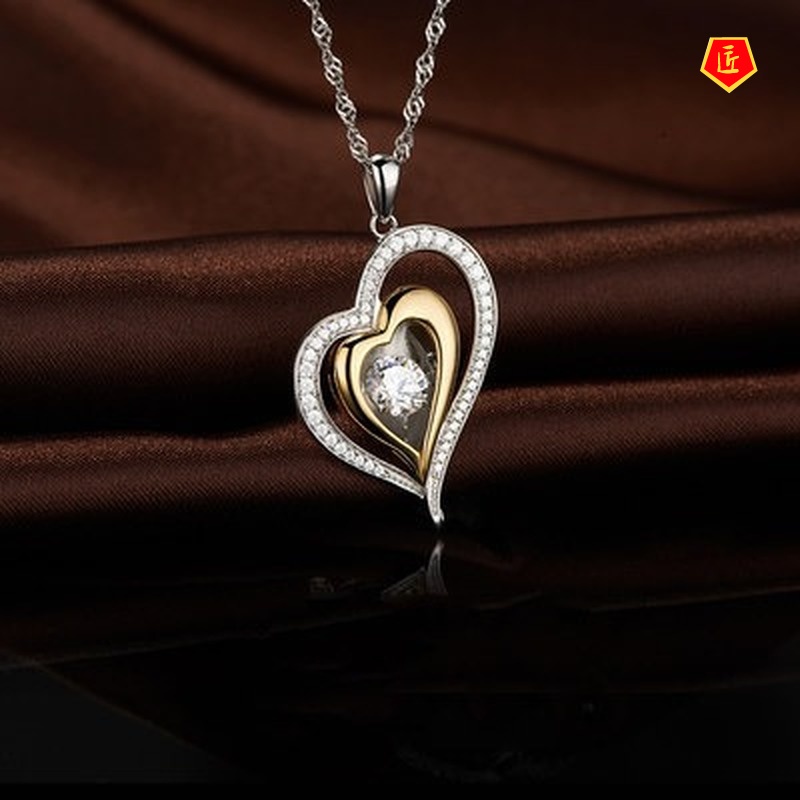 [Ready Stock]Elegant Heart-Shaped Lady Zircon Pendant Korean Style Fashion