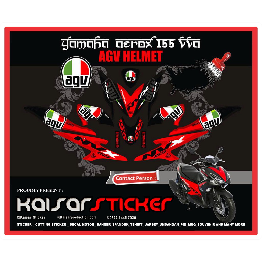 Sticker Decal Striping Fullbody Aerox 155 Merah Hitam New Shopee