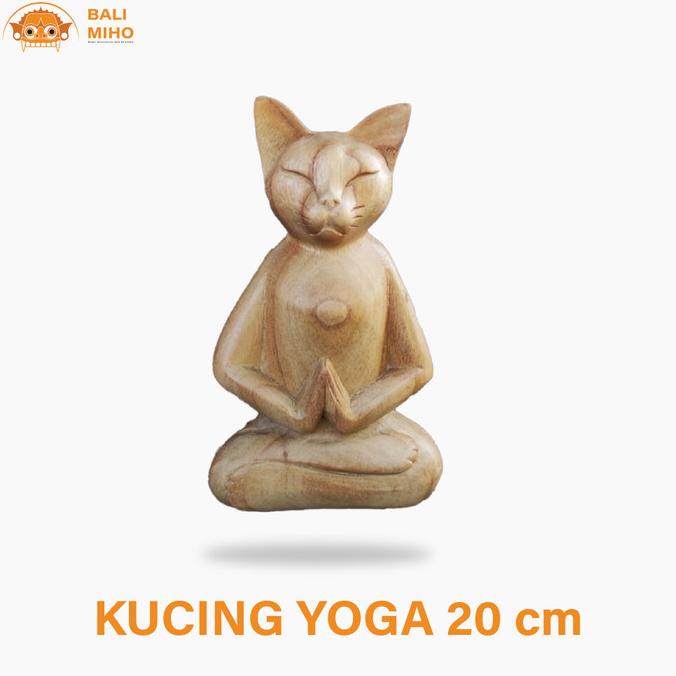 ] PATUNG KUCING YOGA KAYU/PATUNG KUCING MEDITASI/PATUNG KUCING