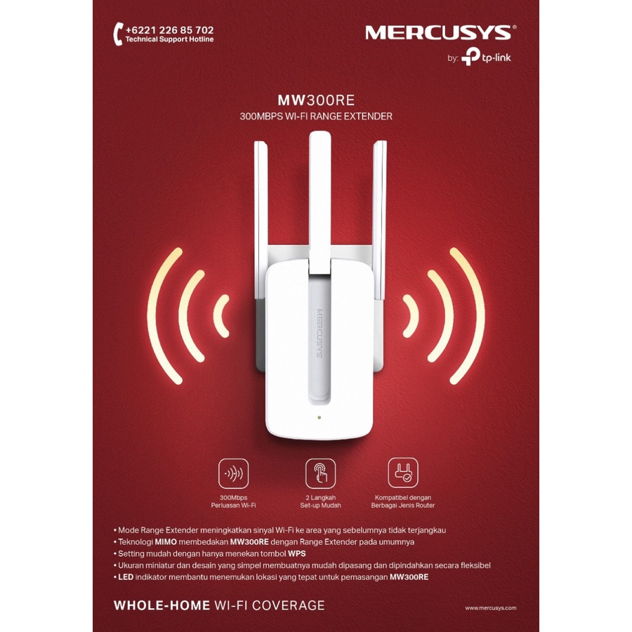 MERCUSYS MW300RE 300Mbps Wi-Fi Range Extender - MW 300 RE