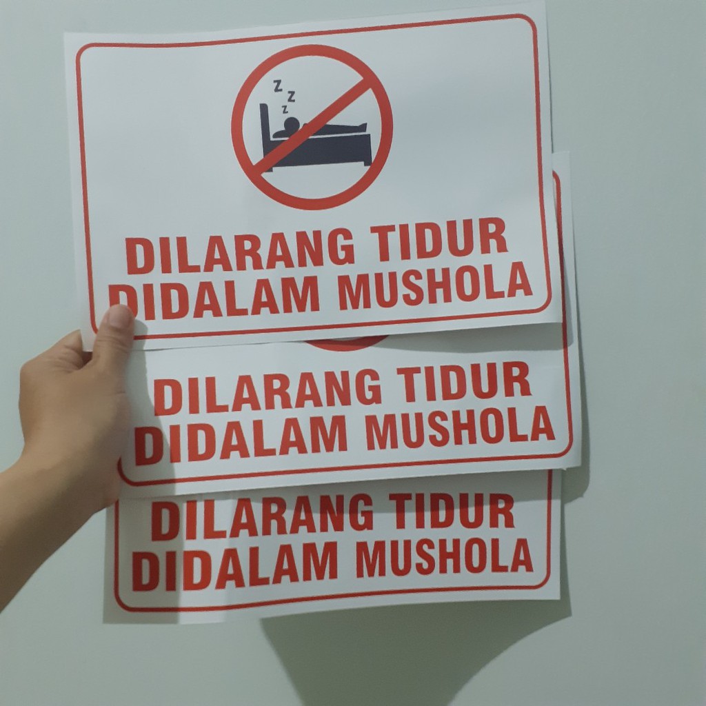 Jual Stiker Dilarang Tidur Didalam Mushola Uk A4 Shopee Indonesia