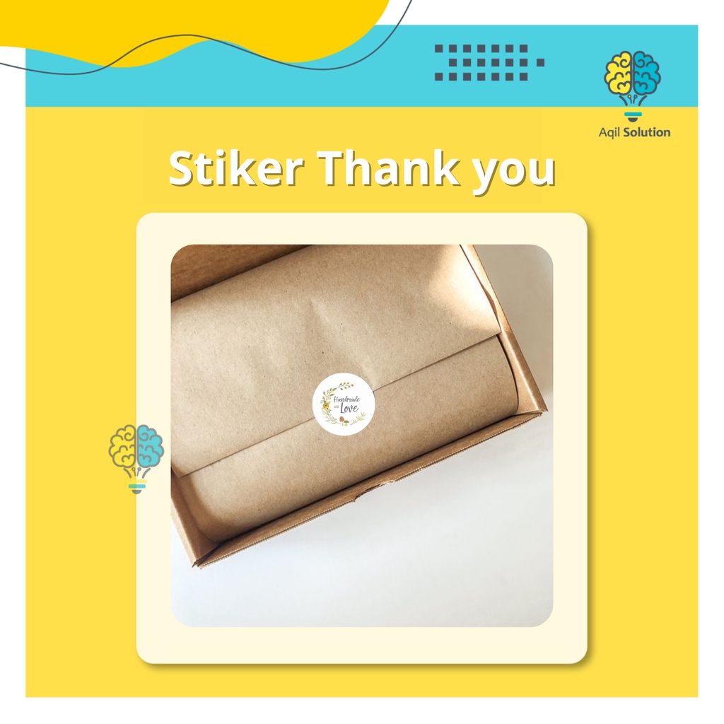 [50 pcs] Stiker lebel Thank you (bulat 3cm) stiker segel kertas kardus, wrapping paper, toples amplop dll