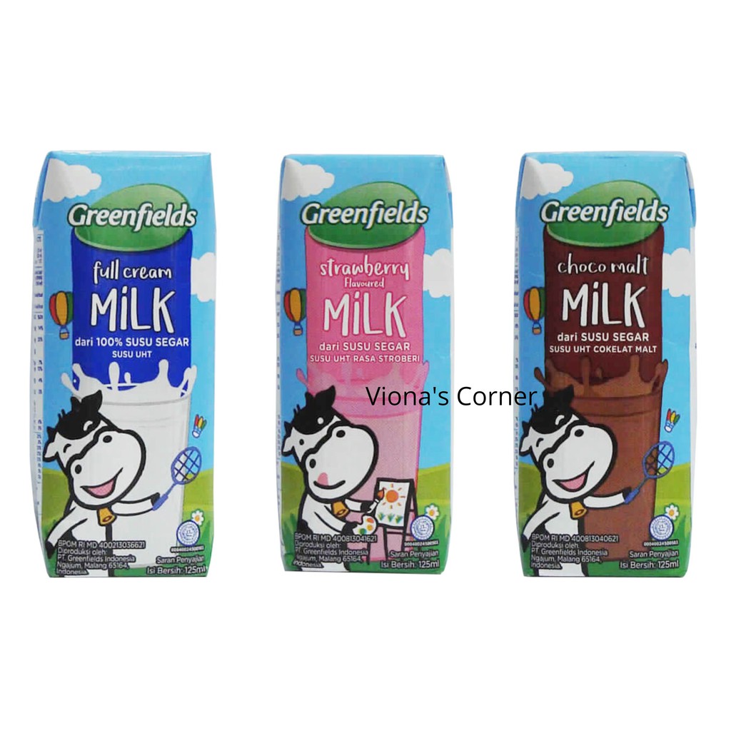 Greenfields Fullcream/Strawberry/Coklat Susu UHT 125 ml/200 ml