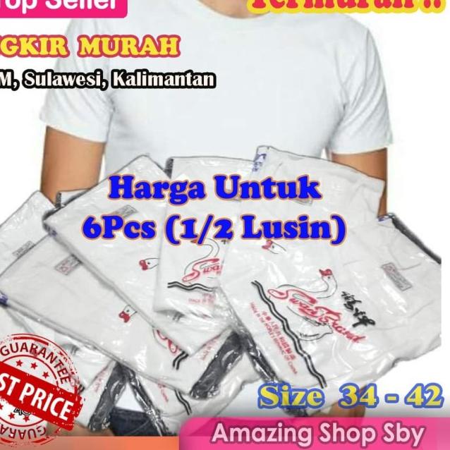 ♟ Grosir Lusinan Kaos Dalam Oblong Pria Swan Brand Murah - OB 34 (Pack) ☞