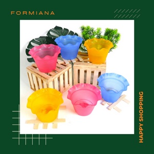 FM - 6 pcs Mercury Pot Tanama Bunga Hias Plastik 10cm - Random Colour / pot hiasan mini / isi6pcs/