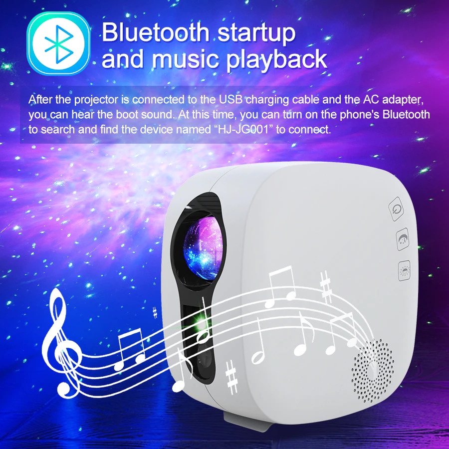 Speaker Bluetooth Lampu Proyektor Tidur Cahaya Bintang Galaxy