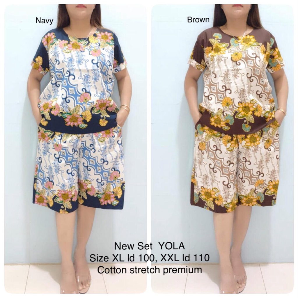 pakaian wanita setelan kulot batik YOLA.katun stretd premium
