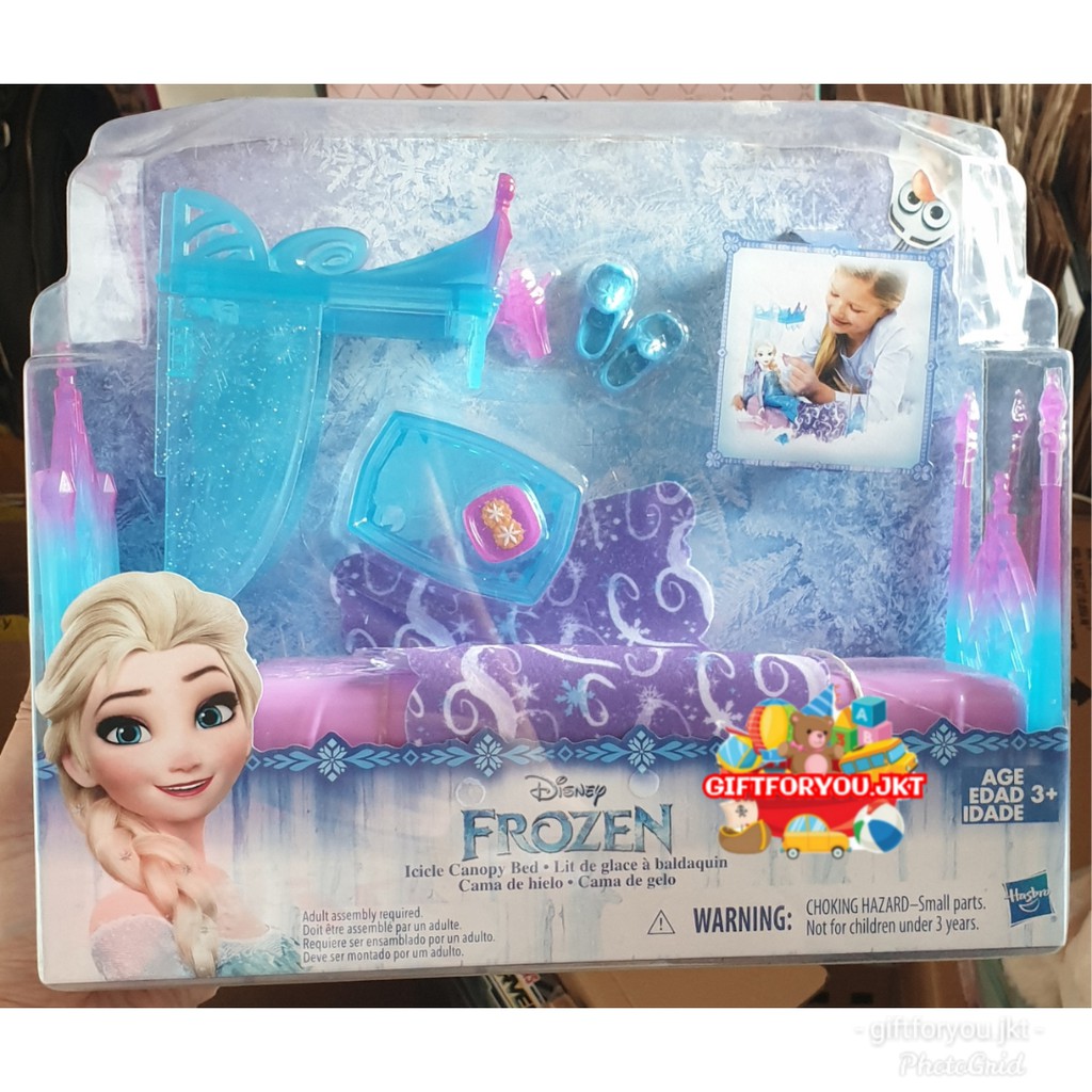 Disney Frozen Princess Icicle Canopy Bed Playset Toy Hasbro Mainan Boneka Aksesoris Doll Original