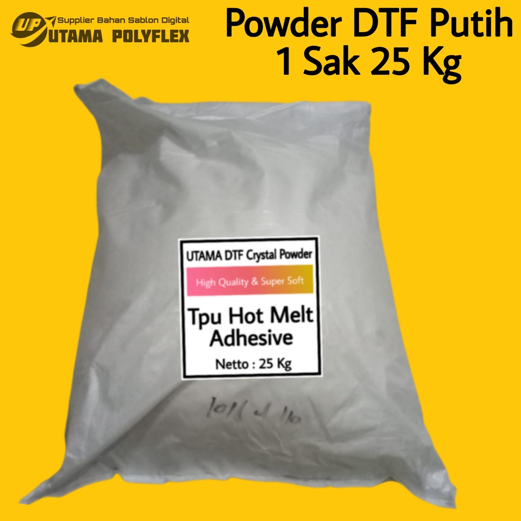 

Tpu Hot Melt Adhesive Crystal Powder DTF / Lem Bubuk Transfer Pet Film 1 Sak 25 Kg