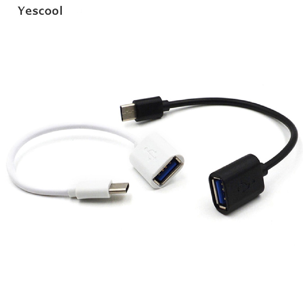 Yescool Kabel Adapter Konverter Data Sync OTG USB 3.1 Tipe C Male Ke USB Female Bahan Metal